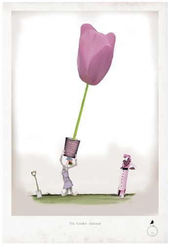 The Garden Assistant - Whimsical Fun Gardening Print by Tony Fernandes